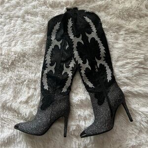 Elegant Black and Silver Women's Boots